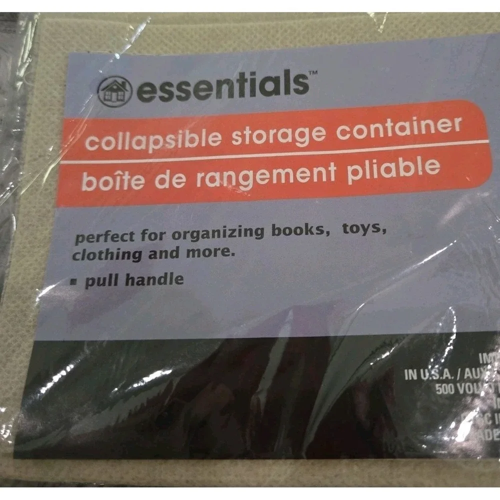 Essentials Brown Collapsible Storage Container w Handle 11.5x8.5x4.75